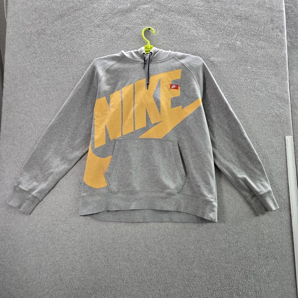 Nike Men Hoodie XL Gray Graphic Fleece Activewear Pullover READ